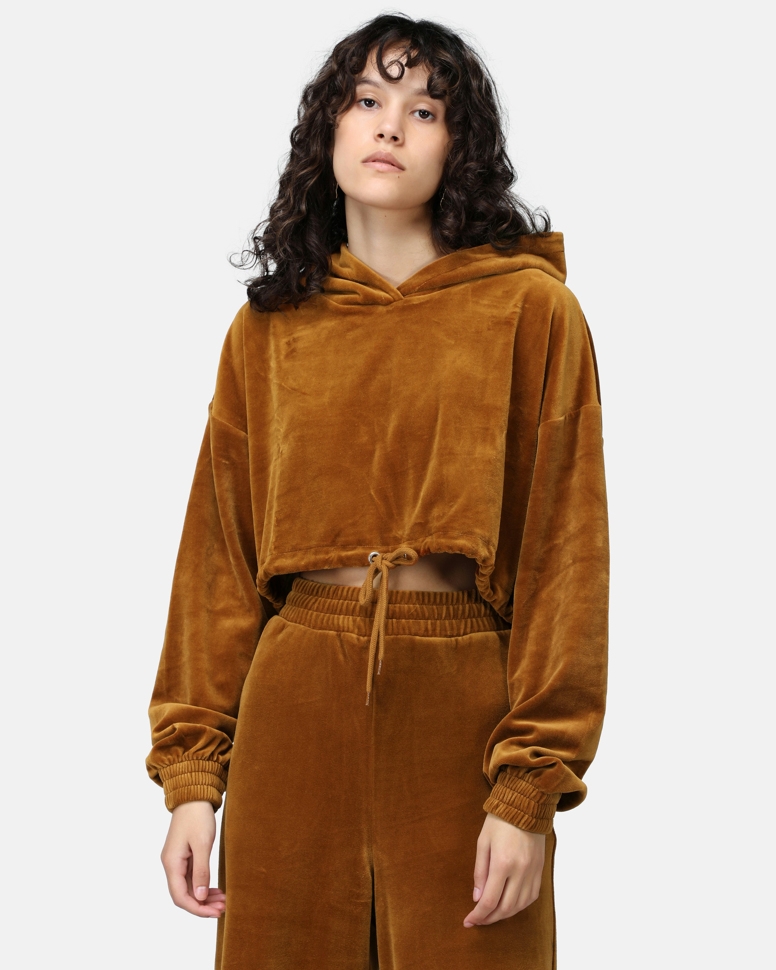 Velour cropped hot sale hoodie