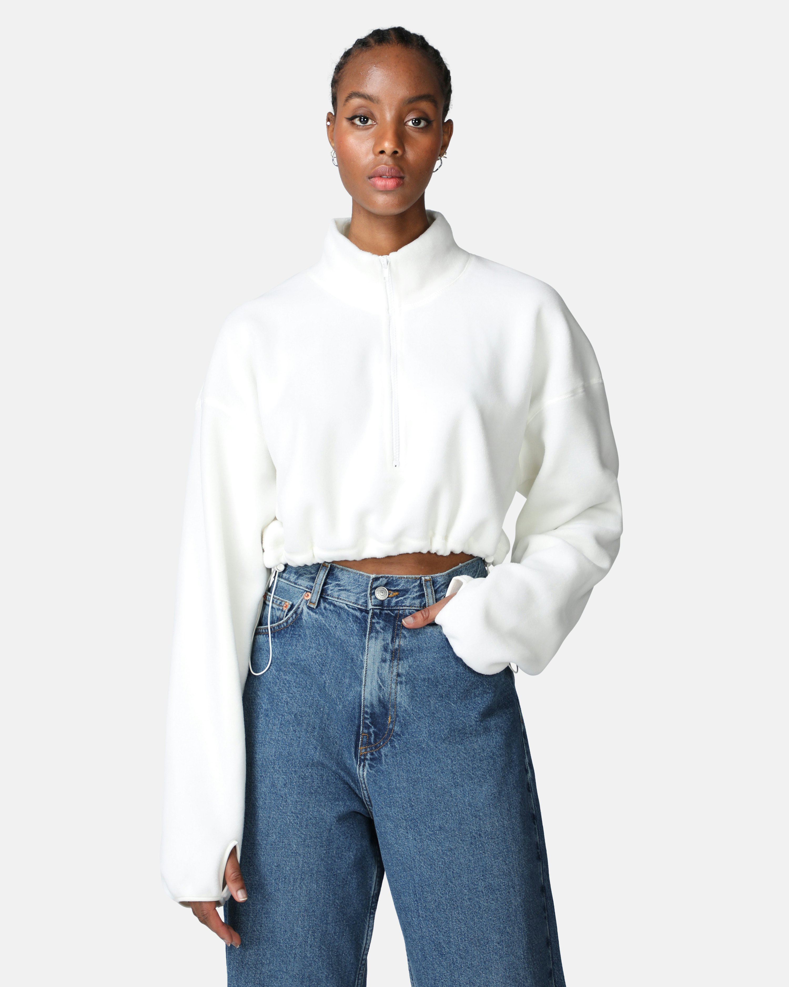 Jean jumper crop top sale