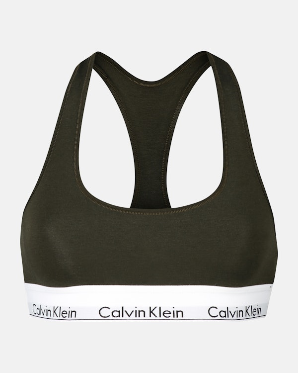 Calvin Klein Modern Cotton Unlined Bralette In Dark Olive