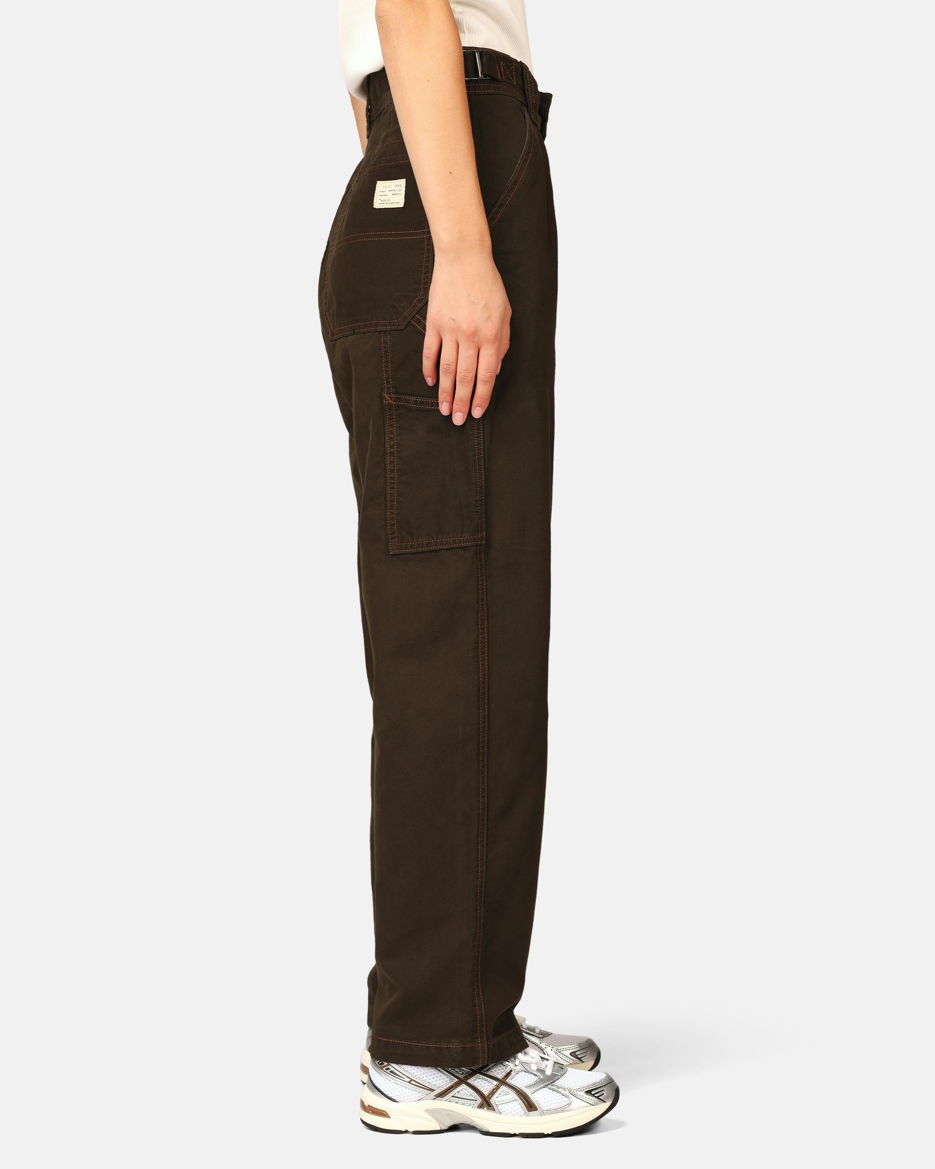 Canvas Cargo Pants - Dark brown - Ladies