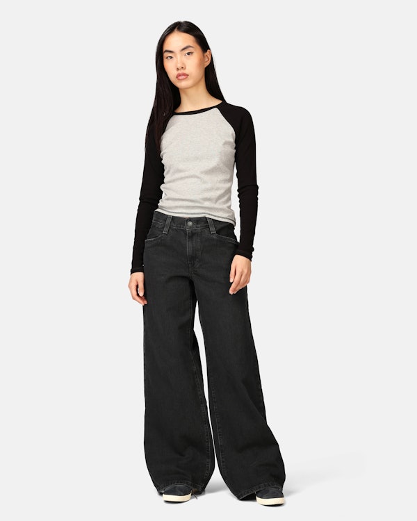 Buy MK Jeans Wide Leg Black Baggy Jeans for Women Size-26 (Black_ZX_1) at