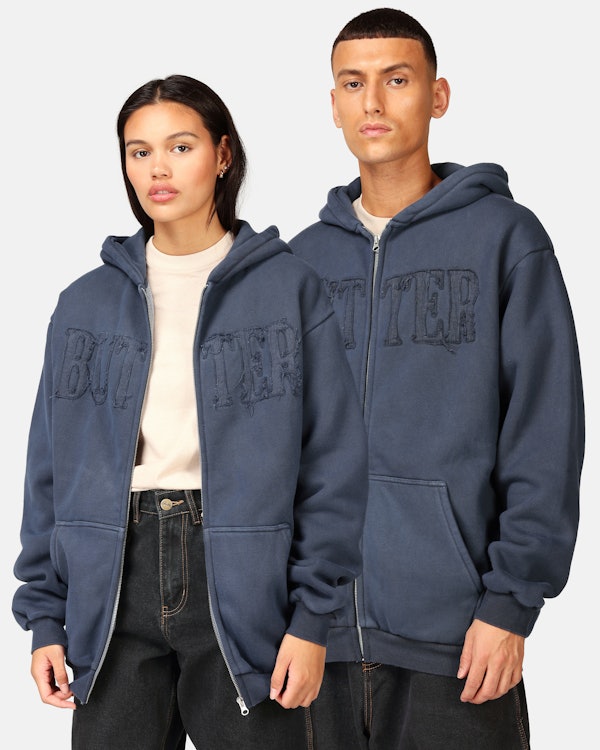 Butter Goods Fabric Applique ziphettegenser Navy unisex Junkyard