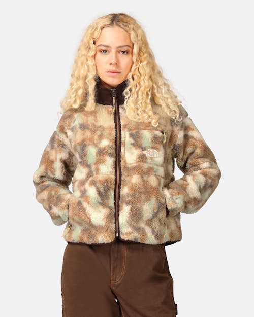The North Face Nuptse cropped high pile fleece down jacket in