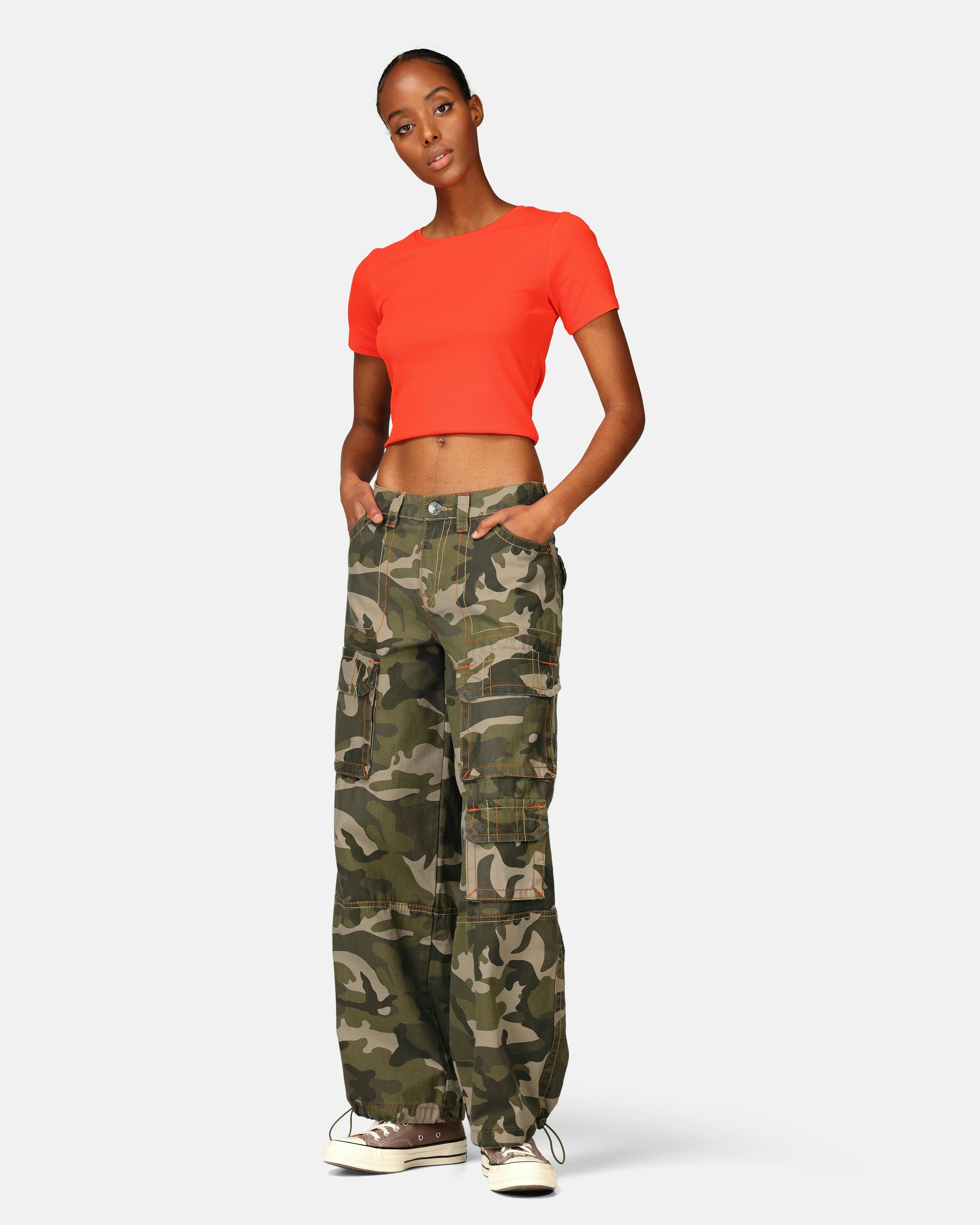 Buy Women Camouflage Baggy Cargo Pants Y2k High Waist Wide Leg Streetwear  Casual Sweatpants Emo, 8801, Medium at Amazon.in