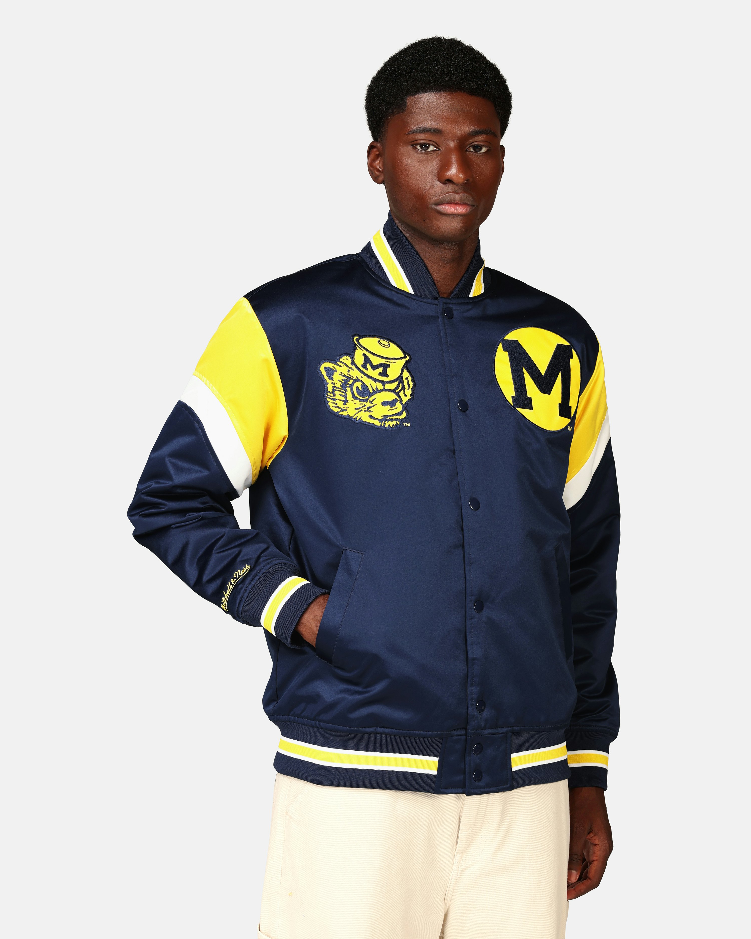 Mitchell & Ness University of Michigan Varsity Jacket Navy, Men
