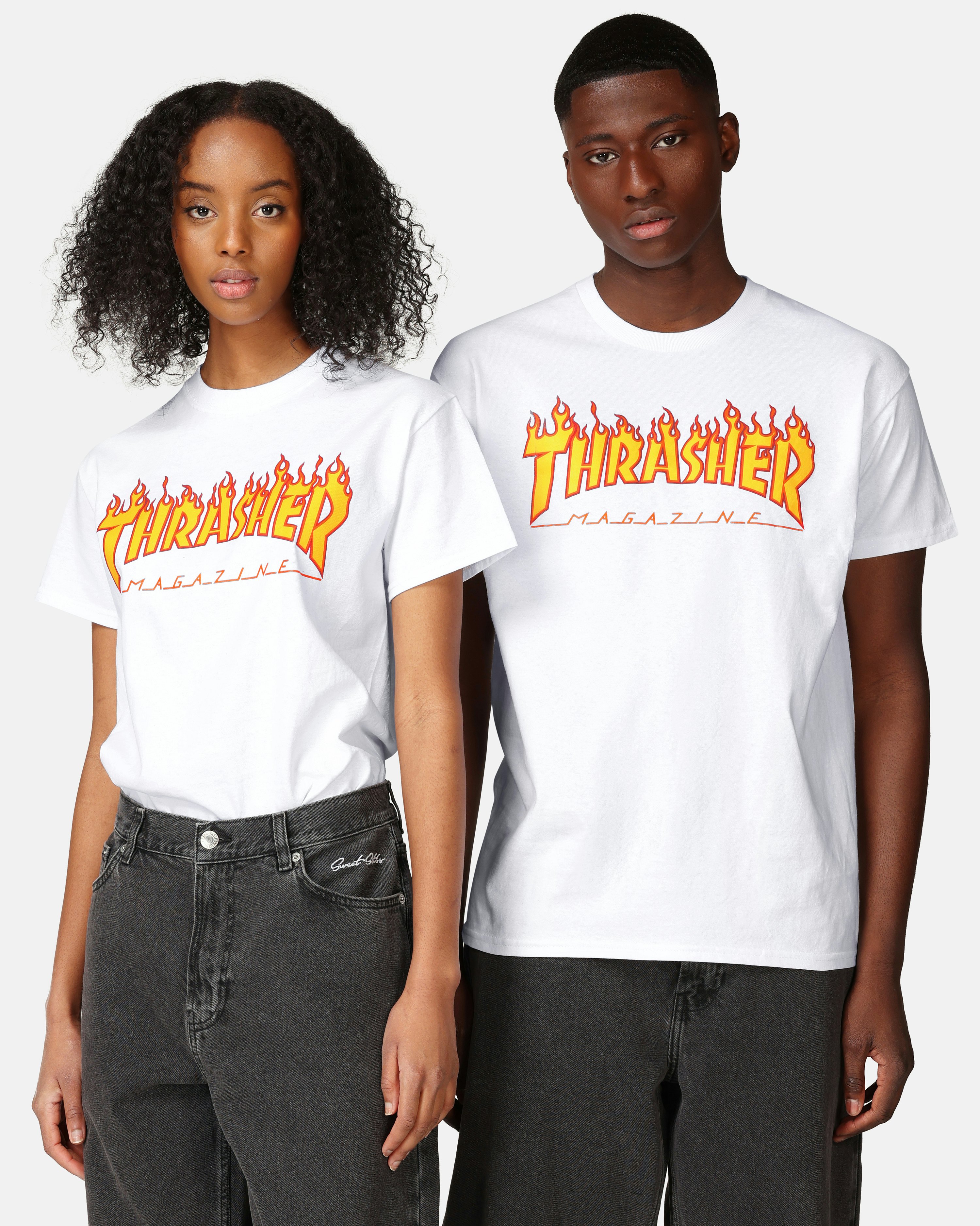 Thrasher T-Shirt - Flame White | Men | Junkyard