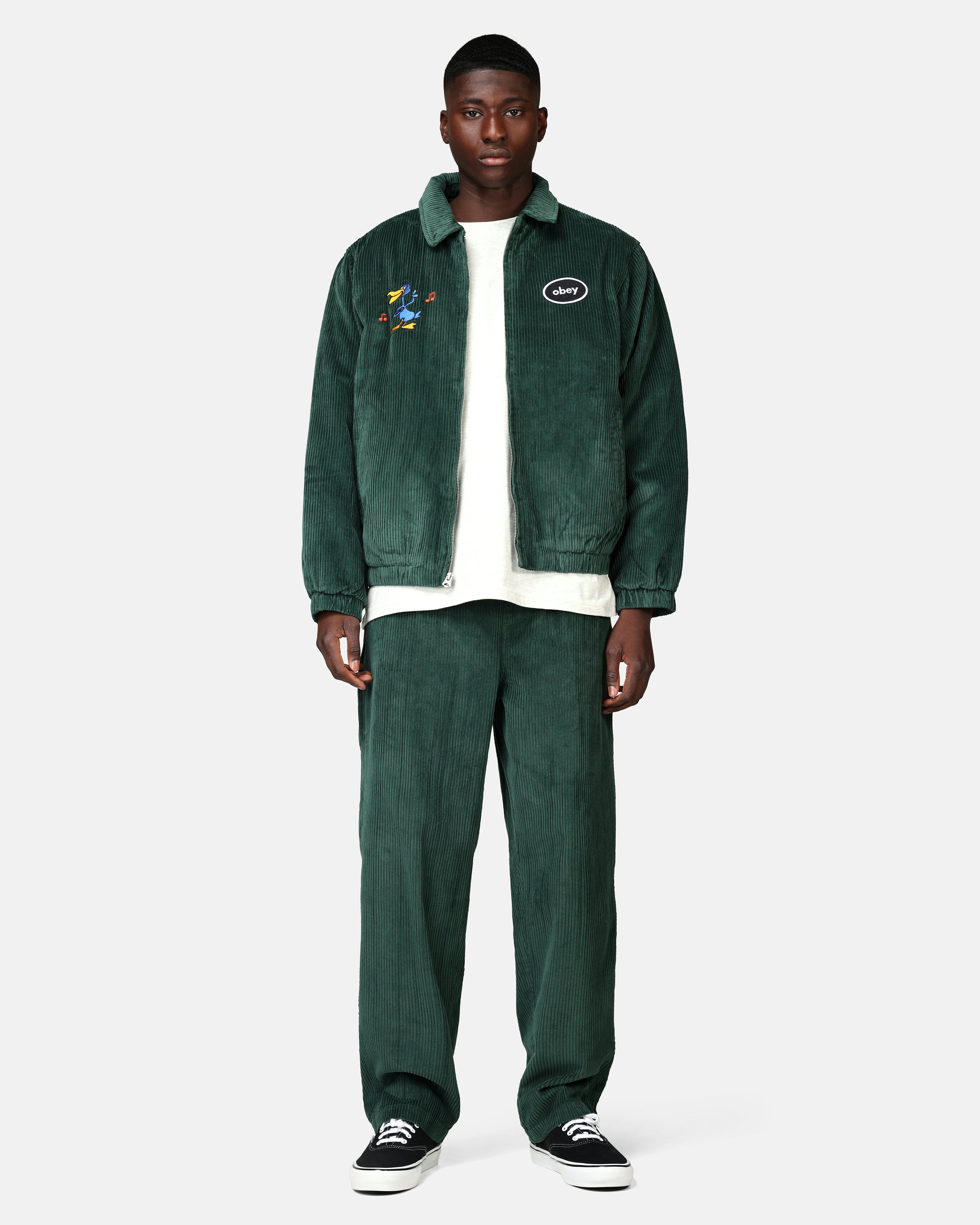 OBEY Clothing Wizard Men's Varsity Jacket Green 121800551-EDN