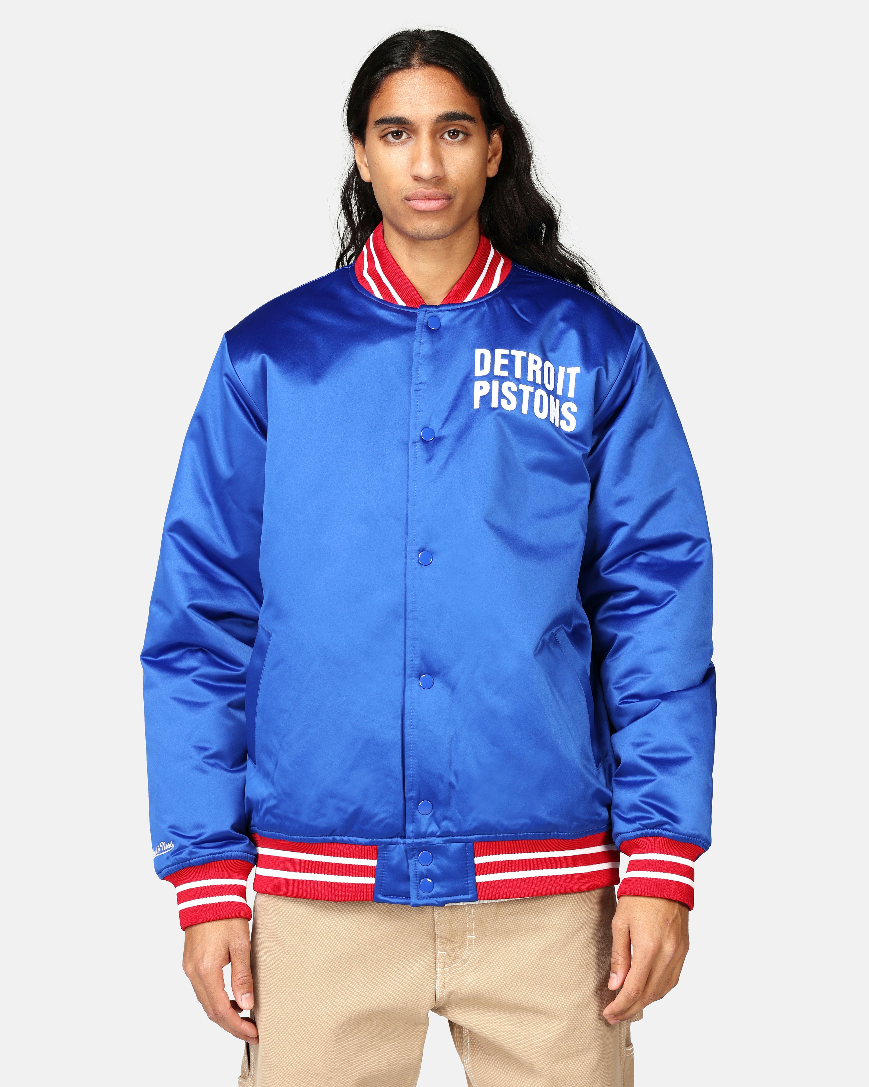 Mitchell & Ness Men's Detroit Pistons Satin Jacket, Size: Large, Blue