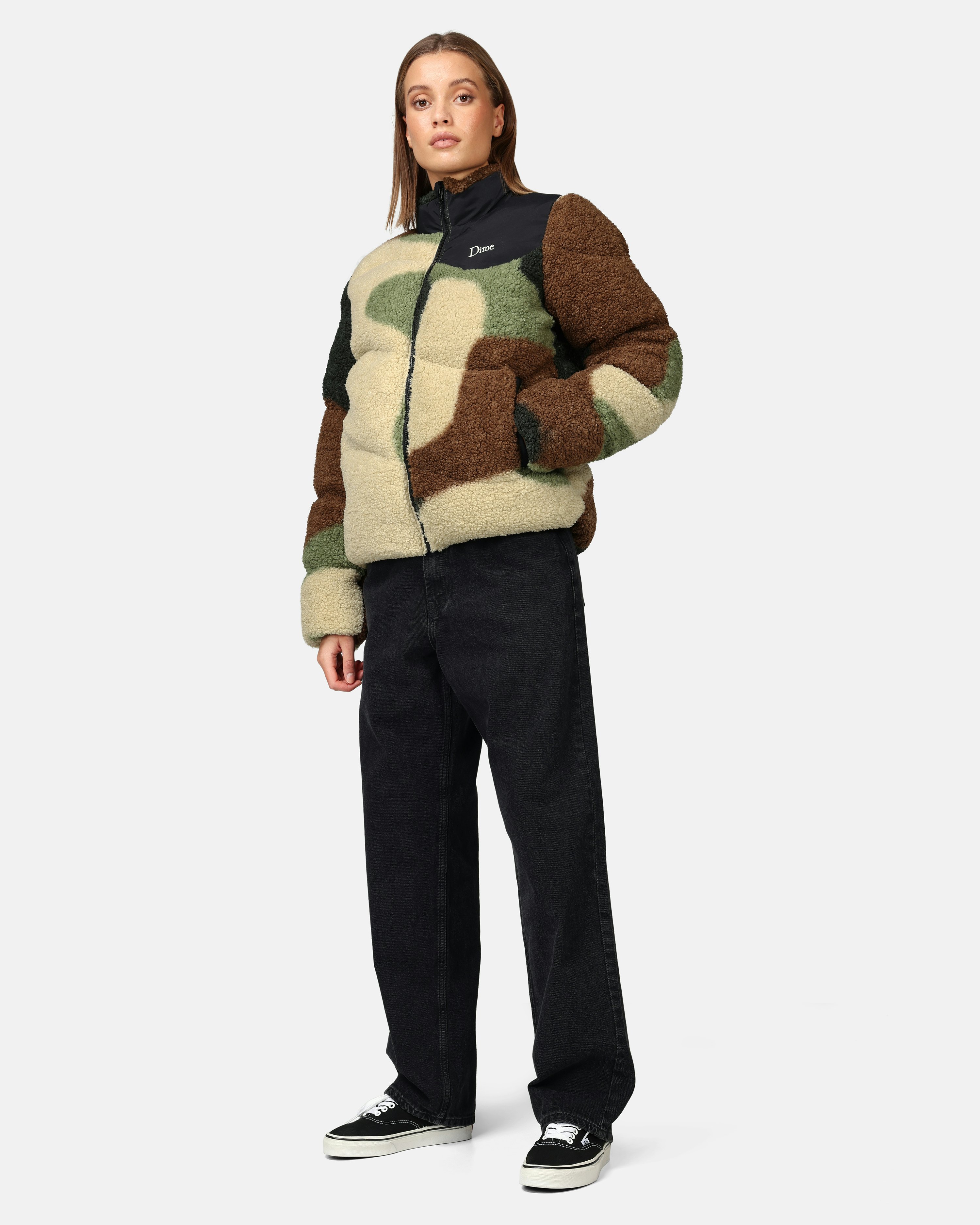 Dime Puffer Jacket- Sherpa Army green | Unisex | Junkyard