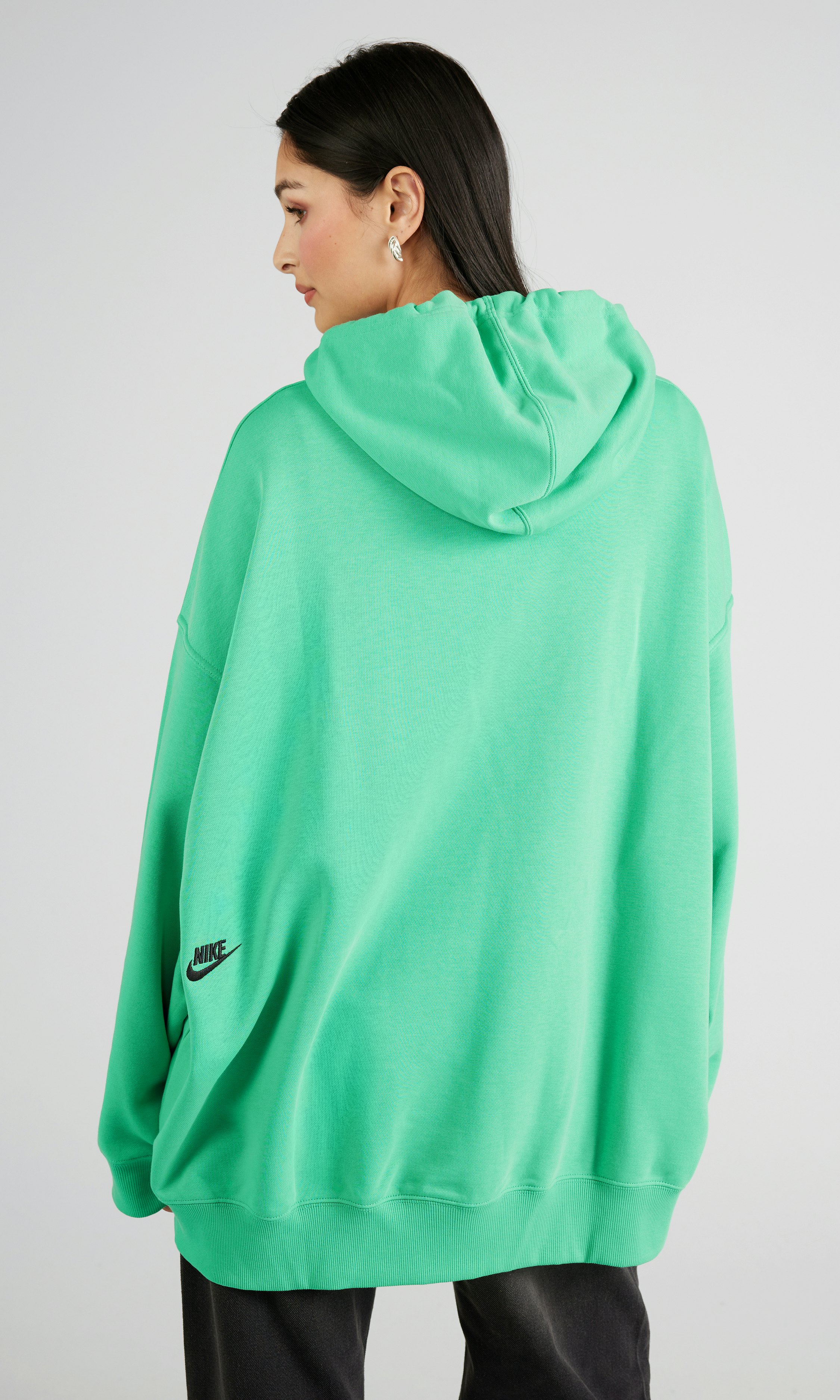 nike soft green mini swoosh oversized hoodie