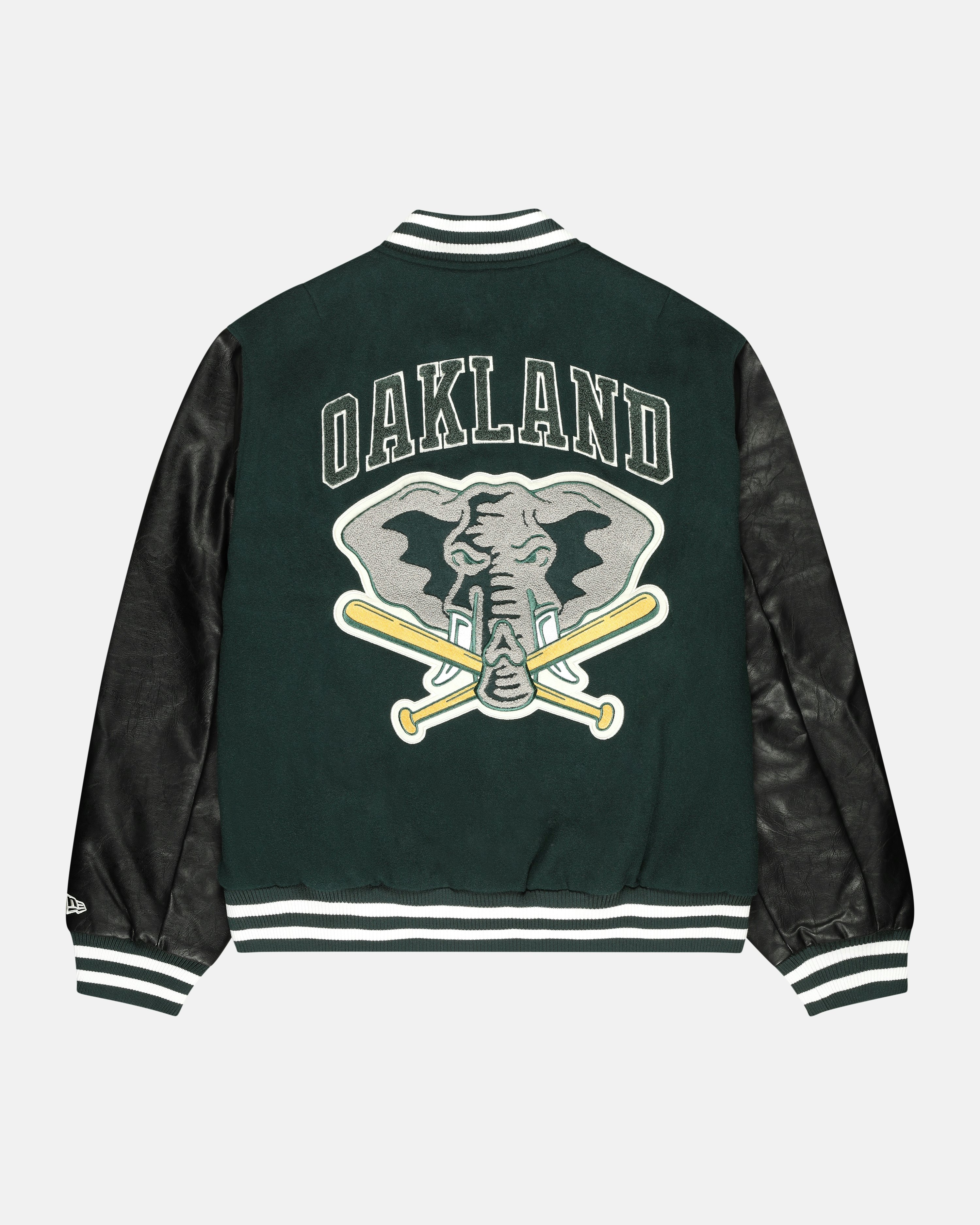 Jackets New Era Oakland Athletics Mlb Large Logo Varsity Jacket Dark Green