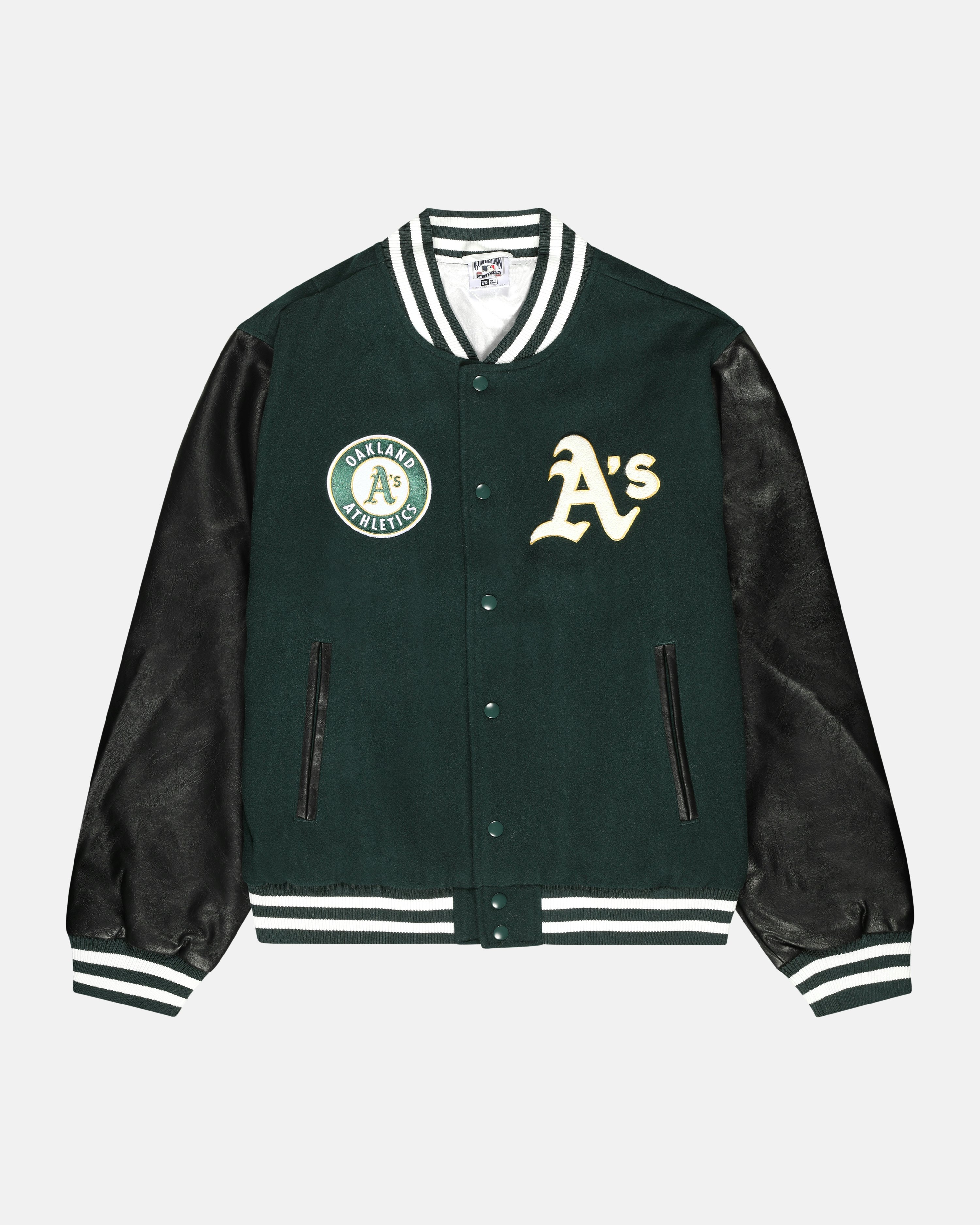 Jackets New Era Oakland Athletics Mlb Large Logo Varsity Jacket Dark Green