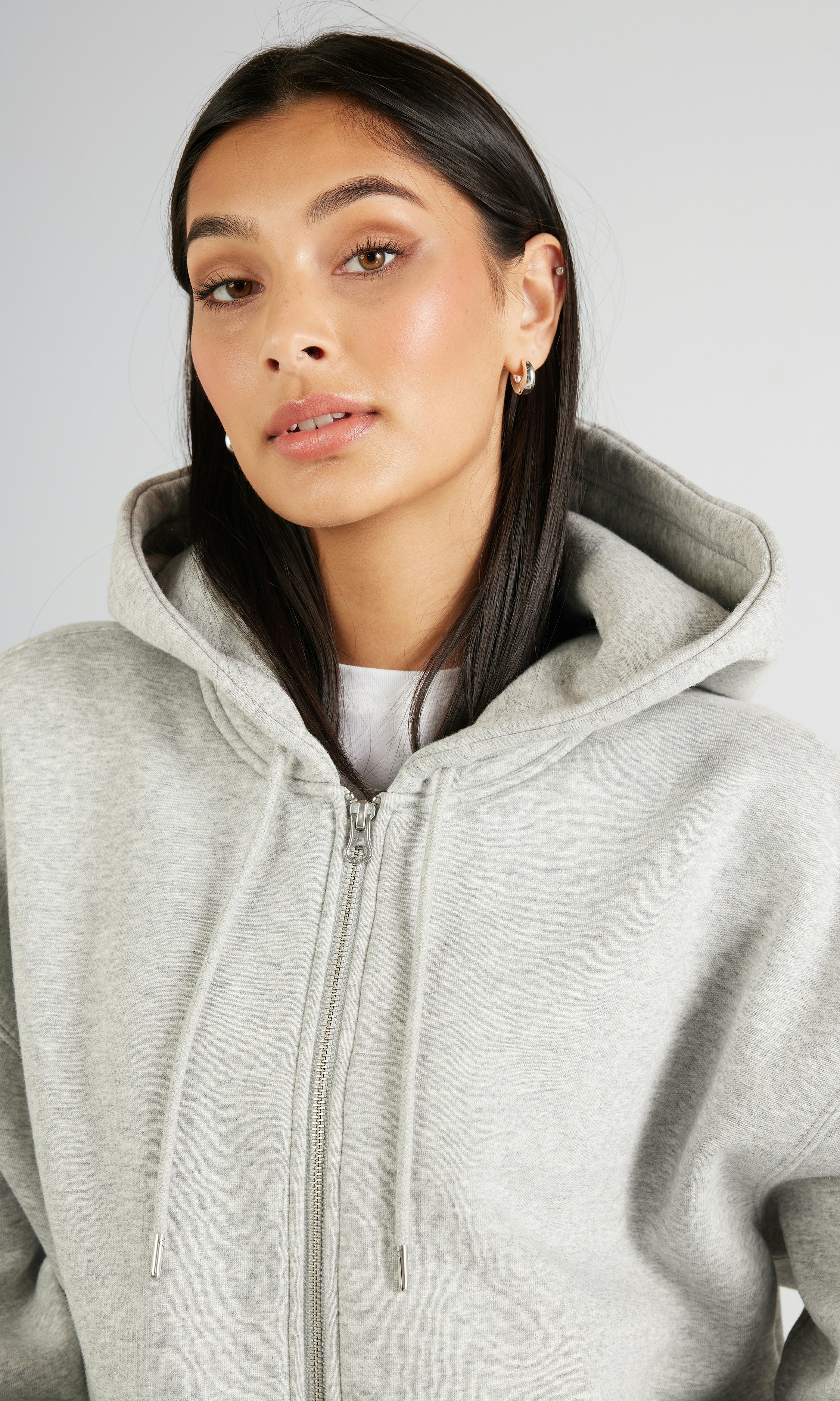 JUNKYARD Close Up Zip-Hoodie Grey melange | Women | Junkyard