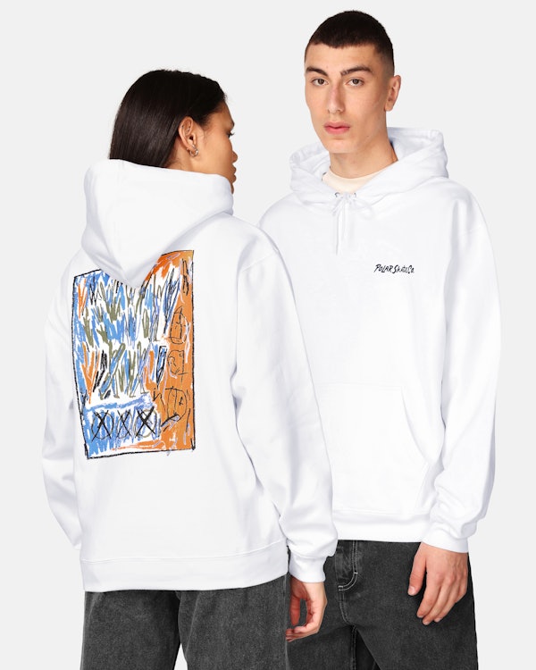 Polar Skate Co. Oversized hoodie med tryck Vit unisex Junkyard