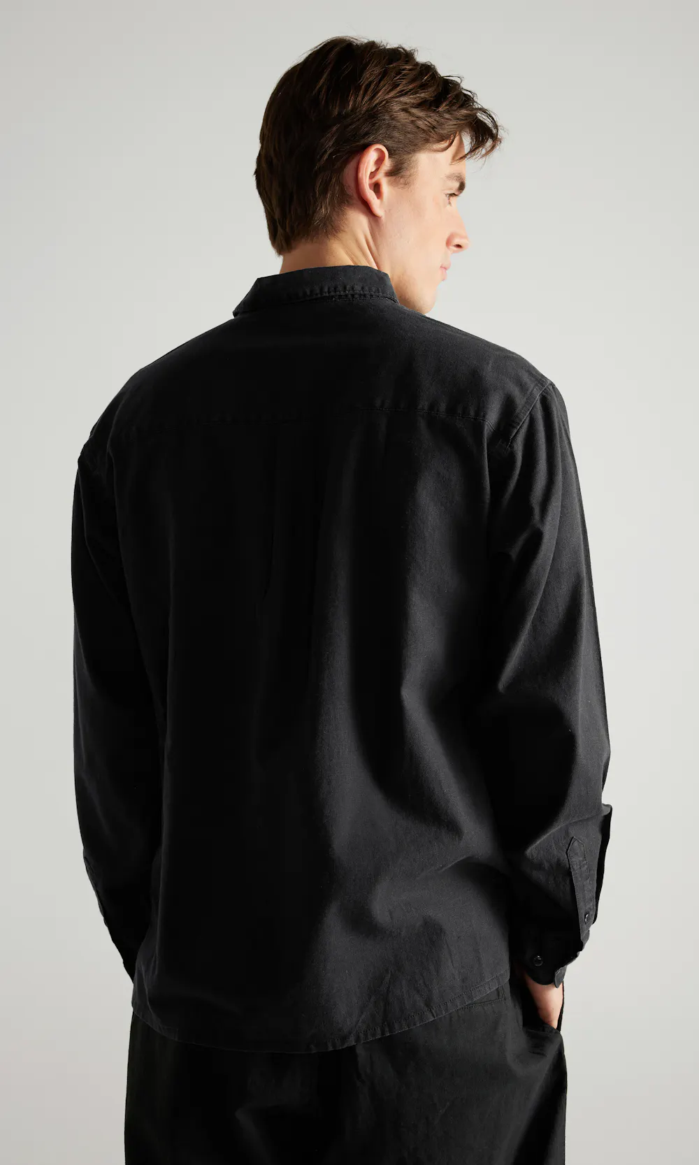 Yôke Linen Longsleeve shirt Black | Men | Junkyard