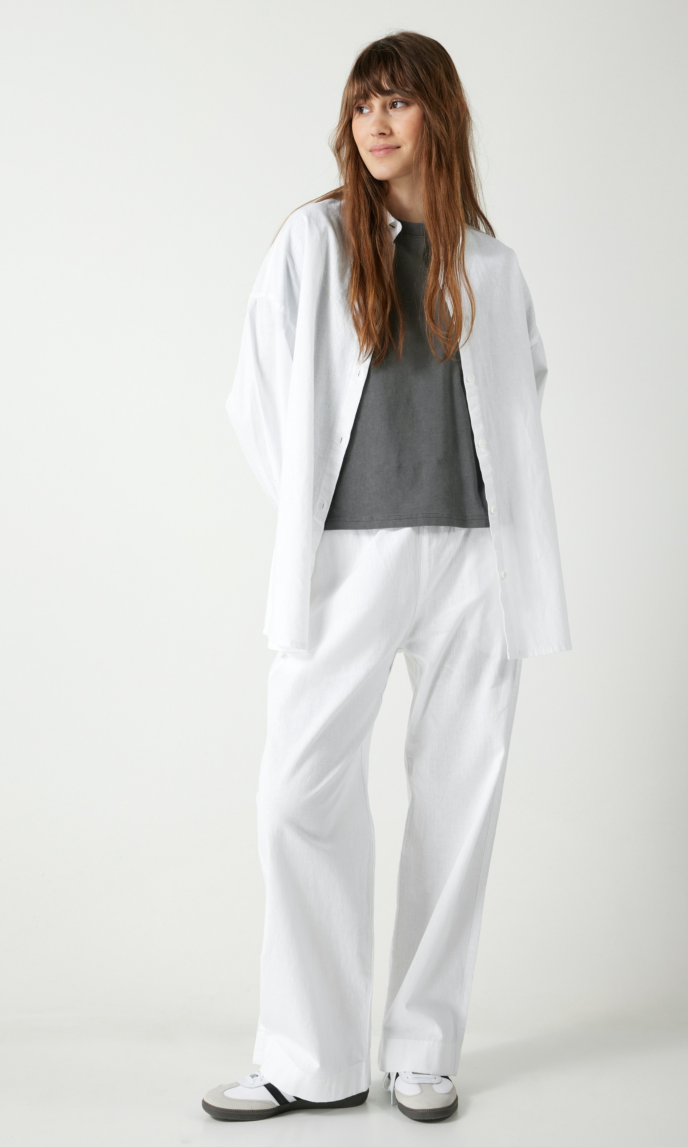 JUNKYARD Lori Linen Blend Pants White | Women | Junkyard