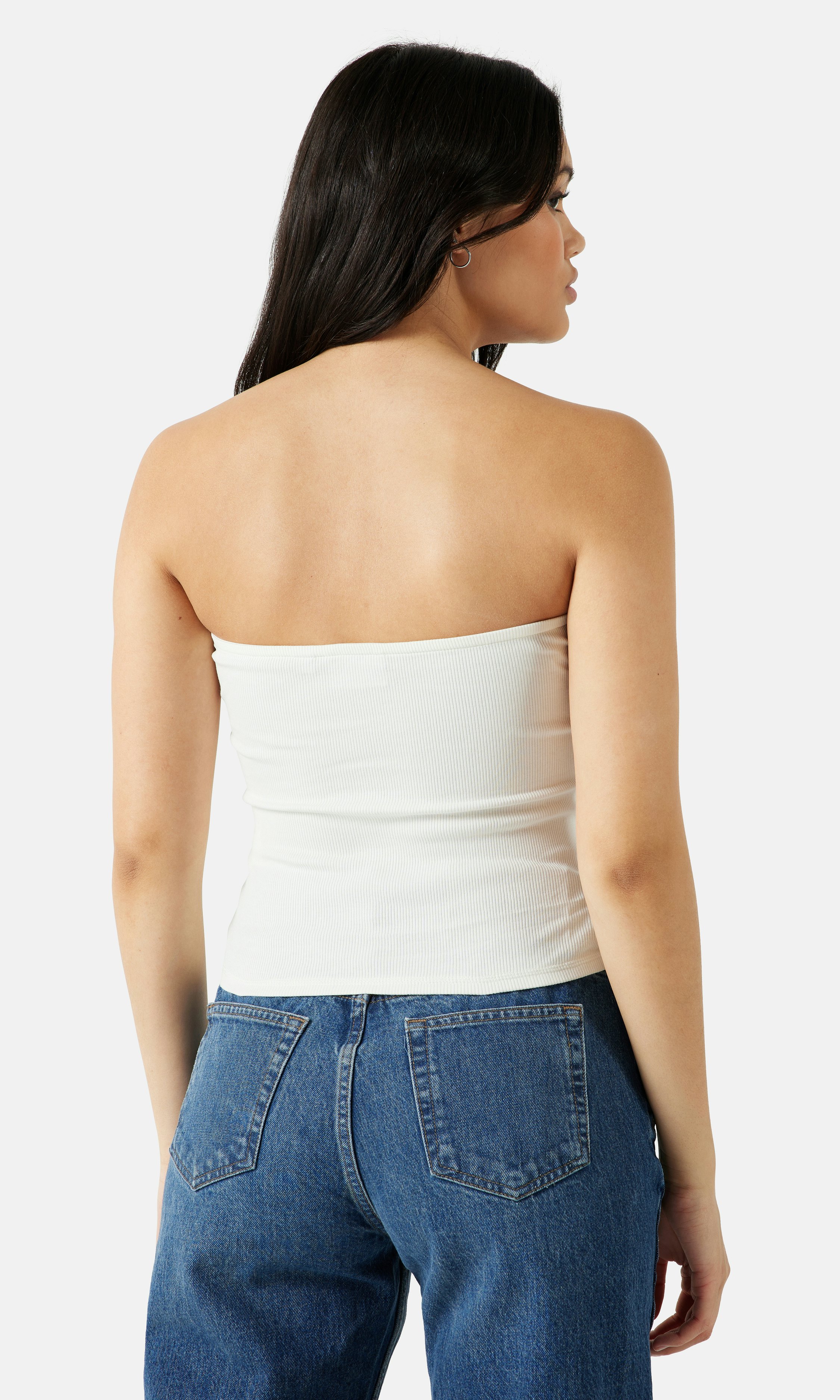 JUNKYARD Rib Strapless Top White | Women | Junkyard