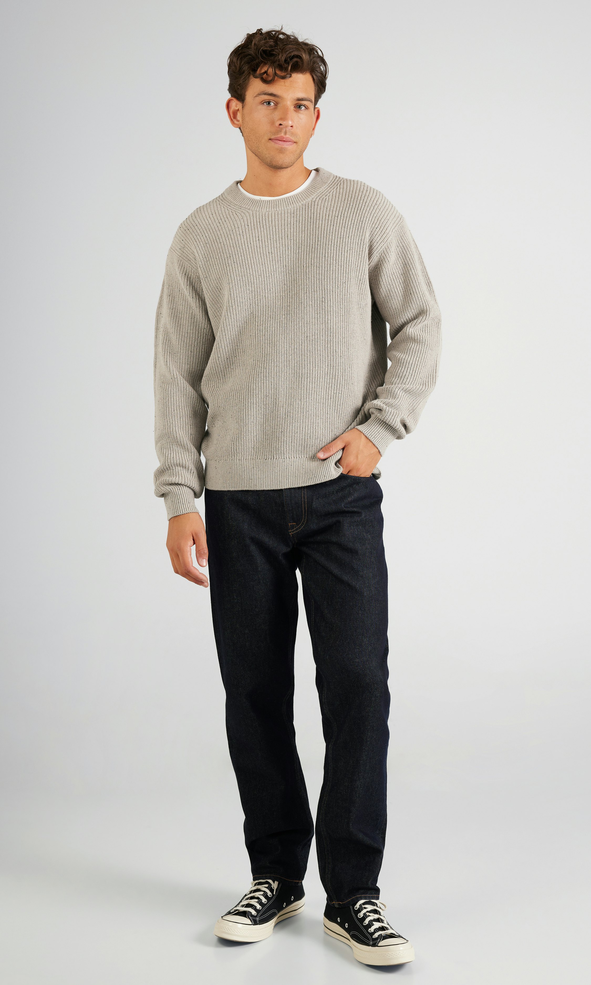 Yoke 21ss Large Meshed Crew Neck Rib Knit YOKE 21SS MESHED CREW