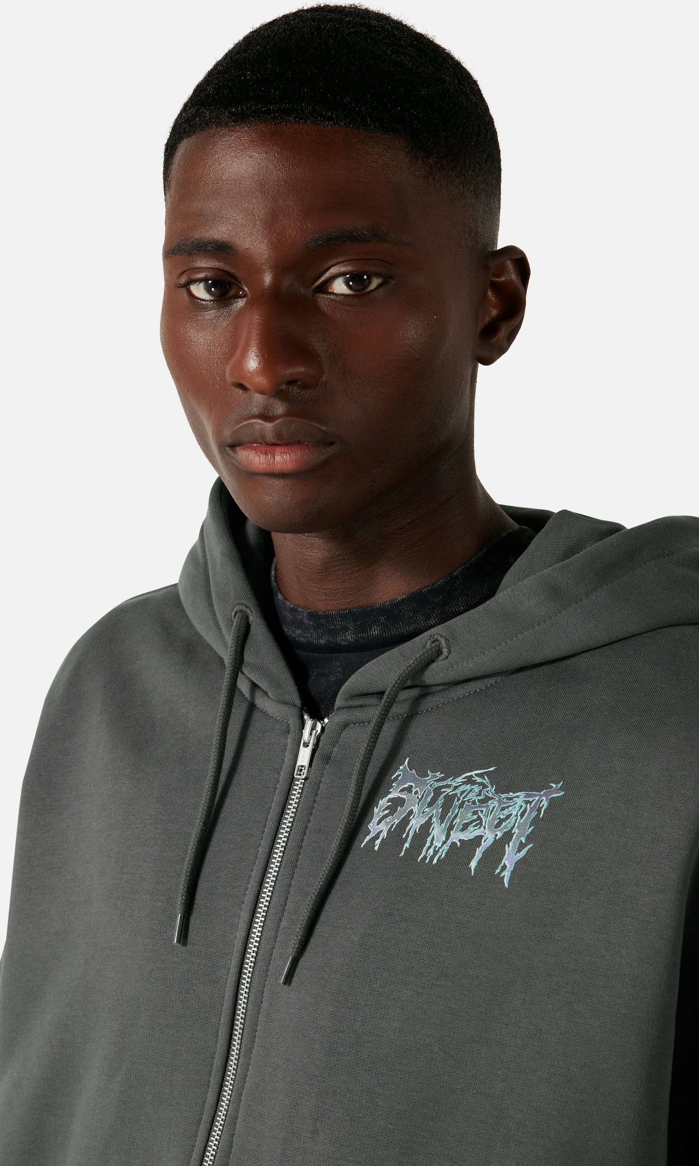 Full-Zip Hooded Sweatshirt with heat transferred logo [NY838