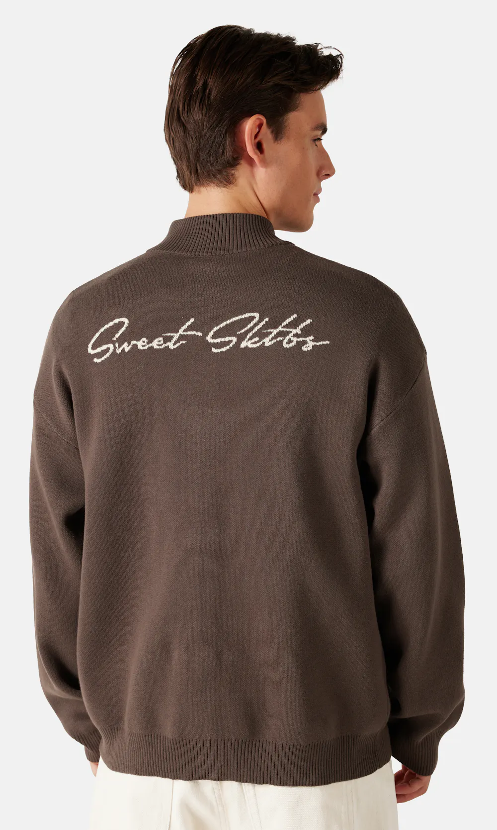 SWEET SKTBS Zip Knitted Sweater Brown | Men | Junkyard