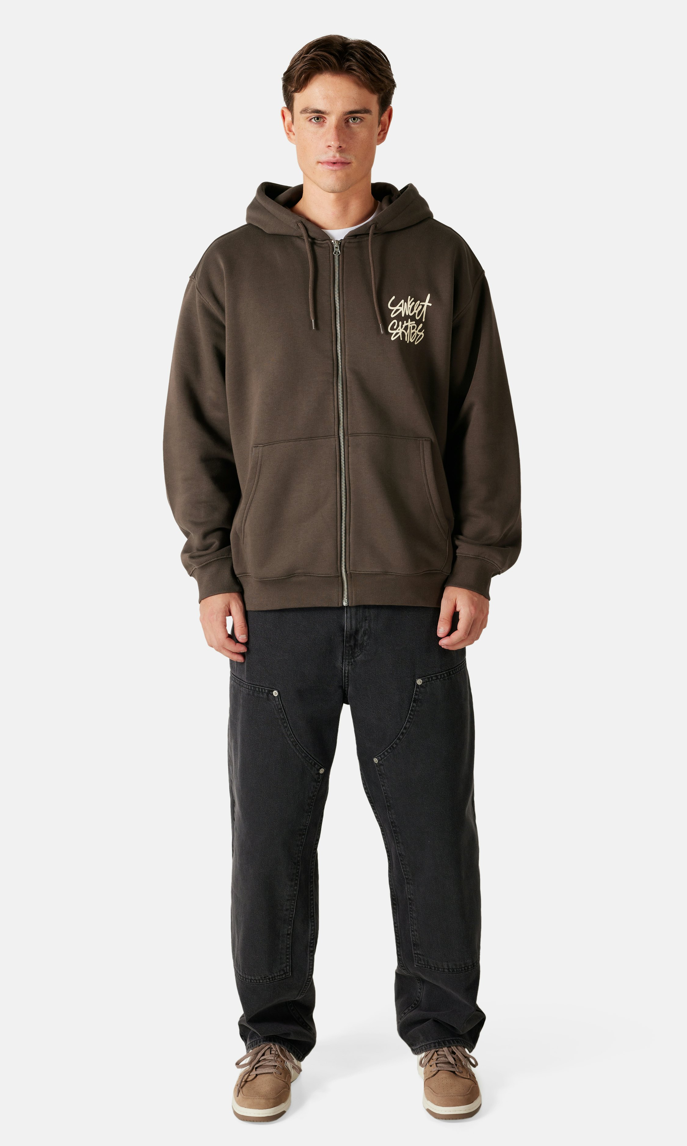 SWEET SKTBS Printed Zip-Hoodie Brown | Men | Junkyard