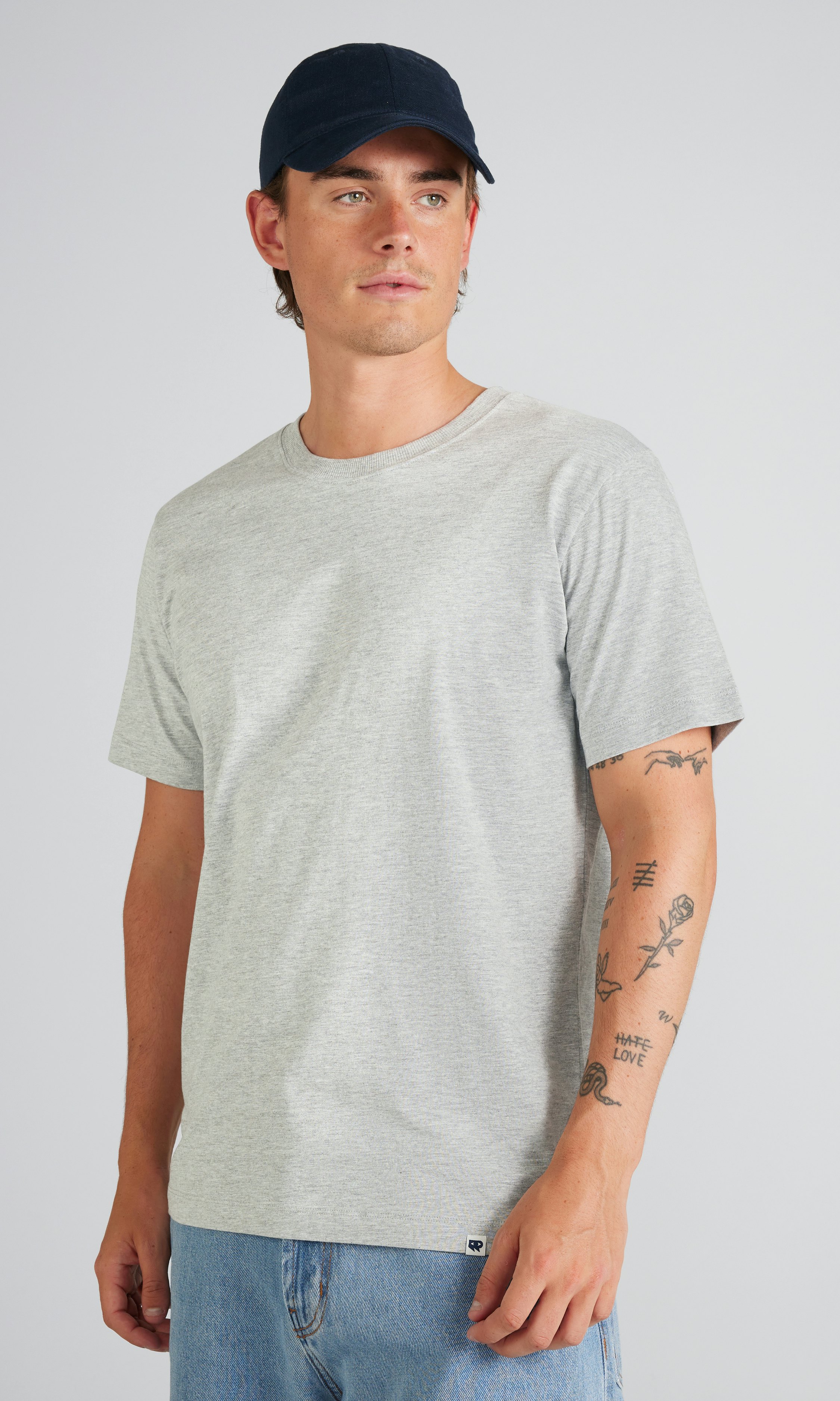 [LOW CLASSIC] / ☆ 25SS Lc STRIPED MINI T-SHIRT/MELANGE GREY Merz b. Schwanen 1950s Classic Loopwheeled T-Shirt Grey