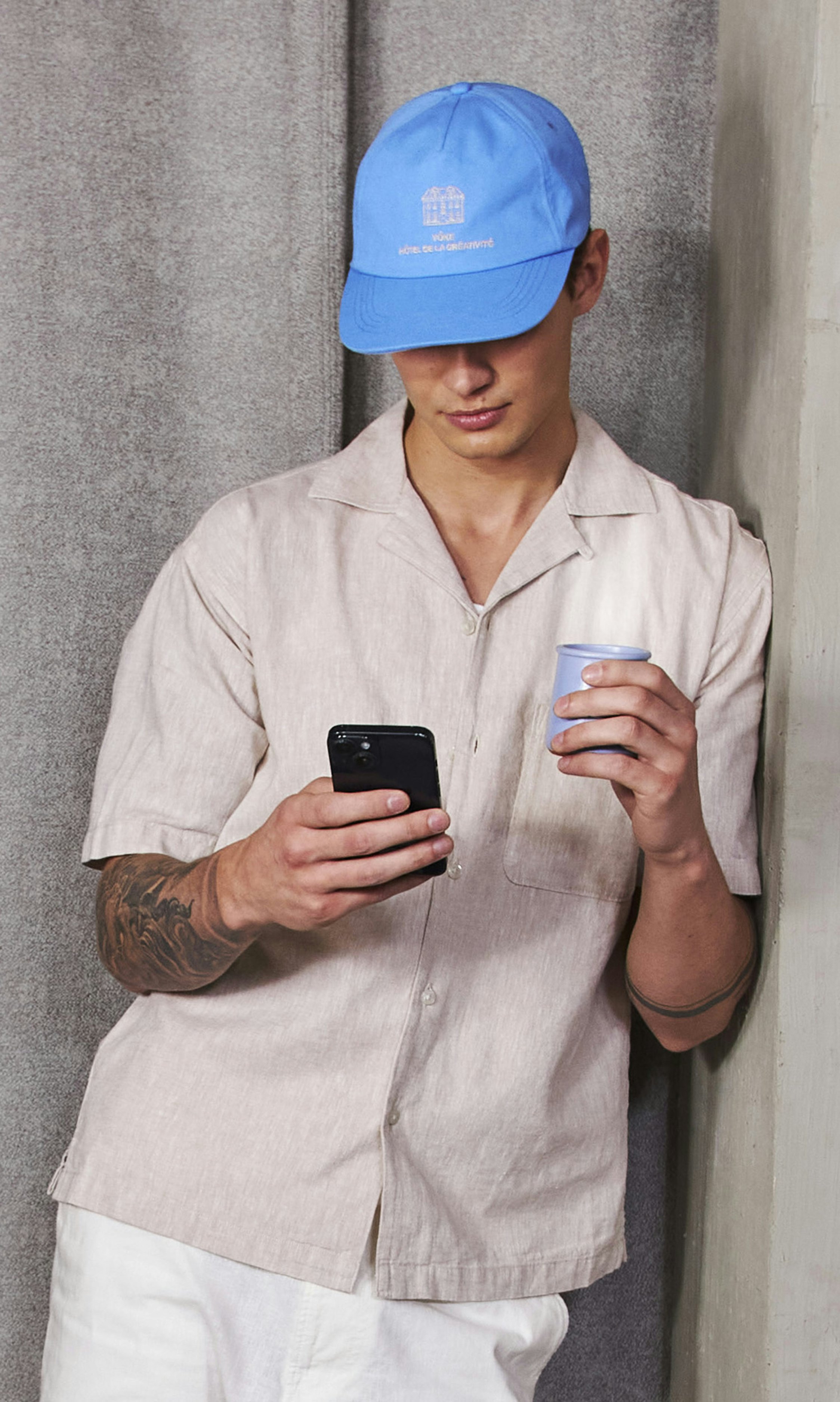 Yôke Short Sleeved Linen Shirt Light brown | Men | Junkyard