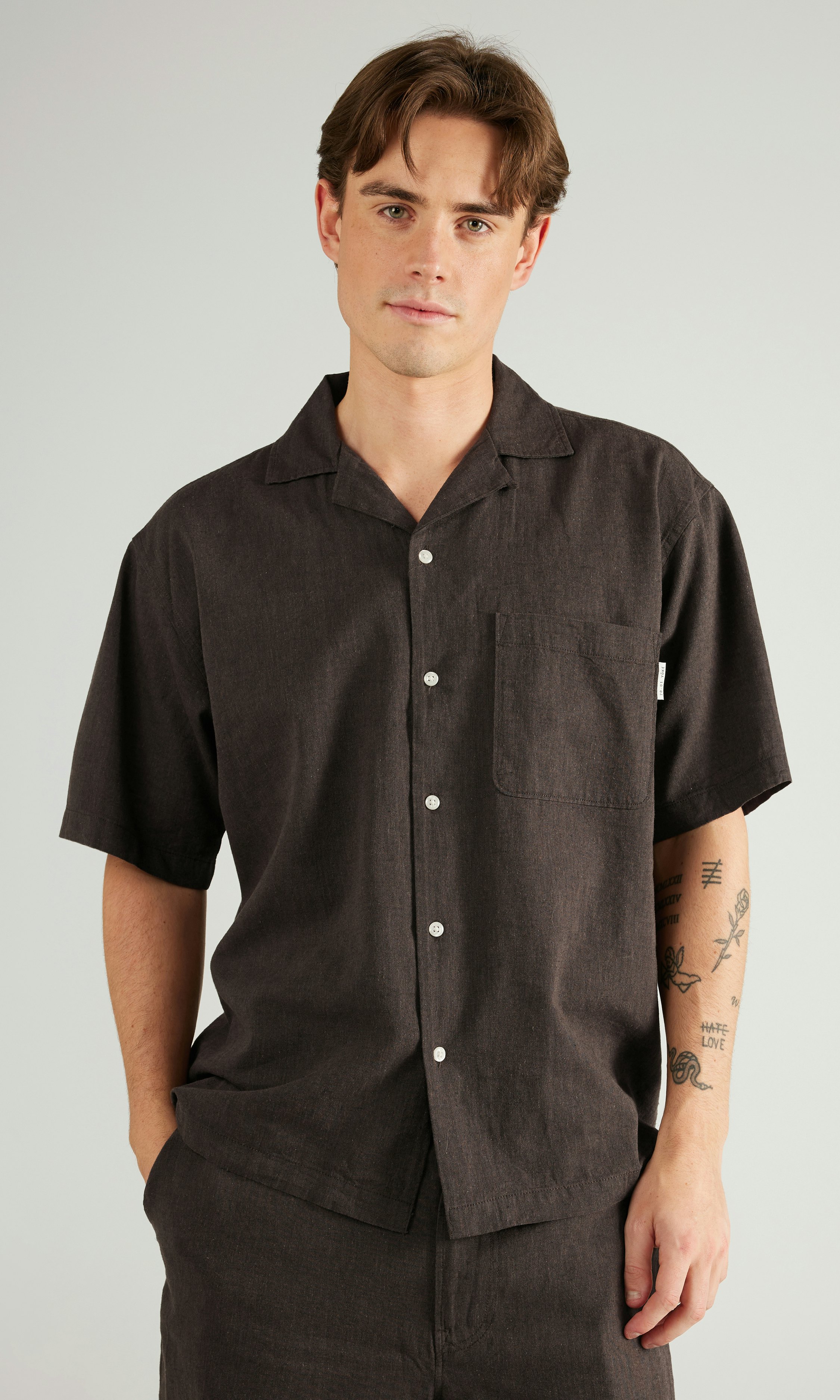 【YOKE】Brown Shirt Yôke Short Sleeved Linen Shirt Dark brown | Men | Junkyard