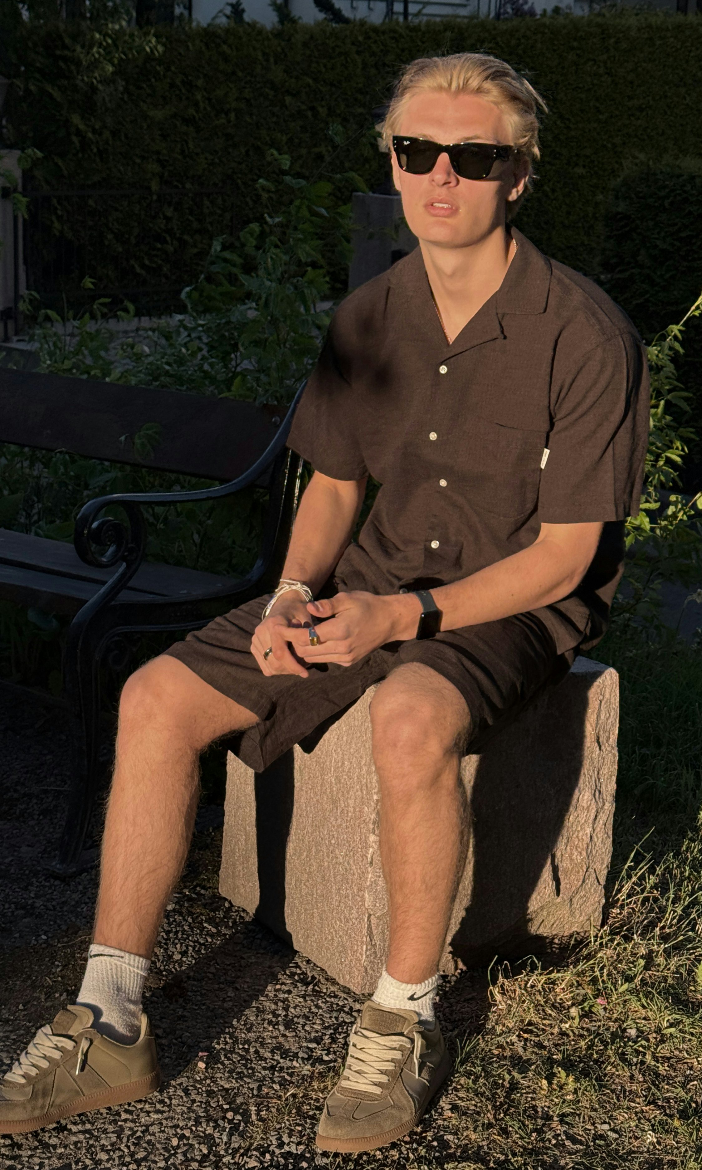 Yôke Short Sleeved Linen Shirt Dark brown | Men | Junkyard