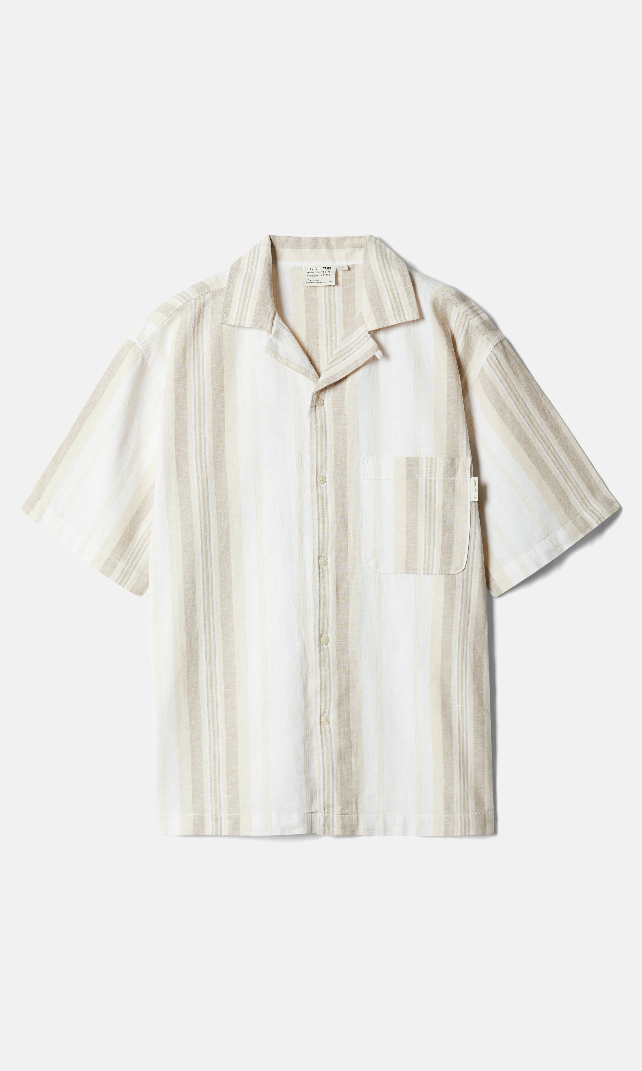 Yôke Striped Linen Shirt Off white | Men | Junkyard