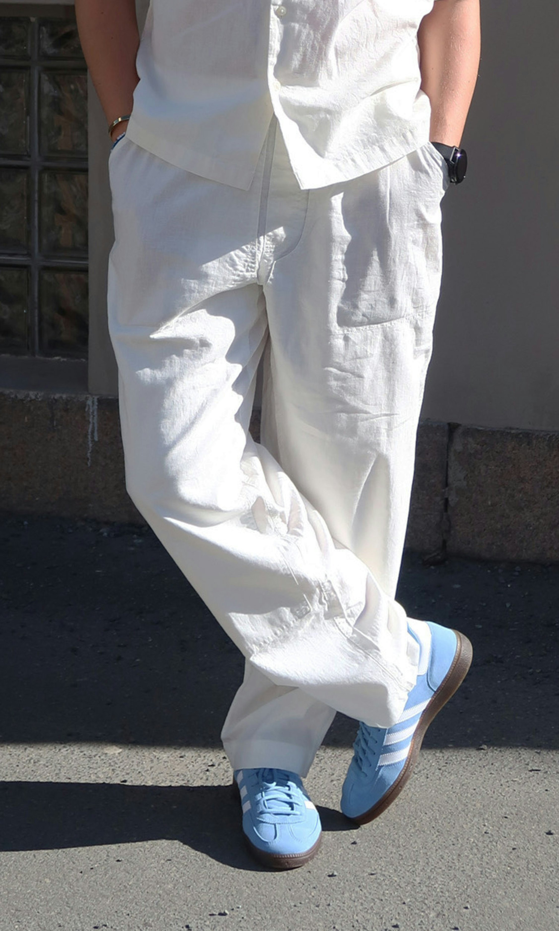Yôke Double Knee Linen Pant White | Men | Junkyard