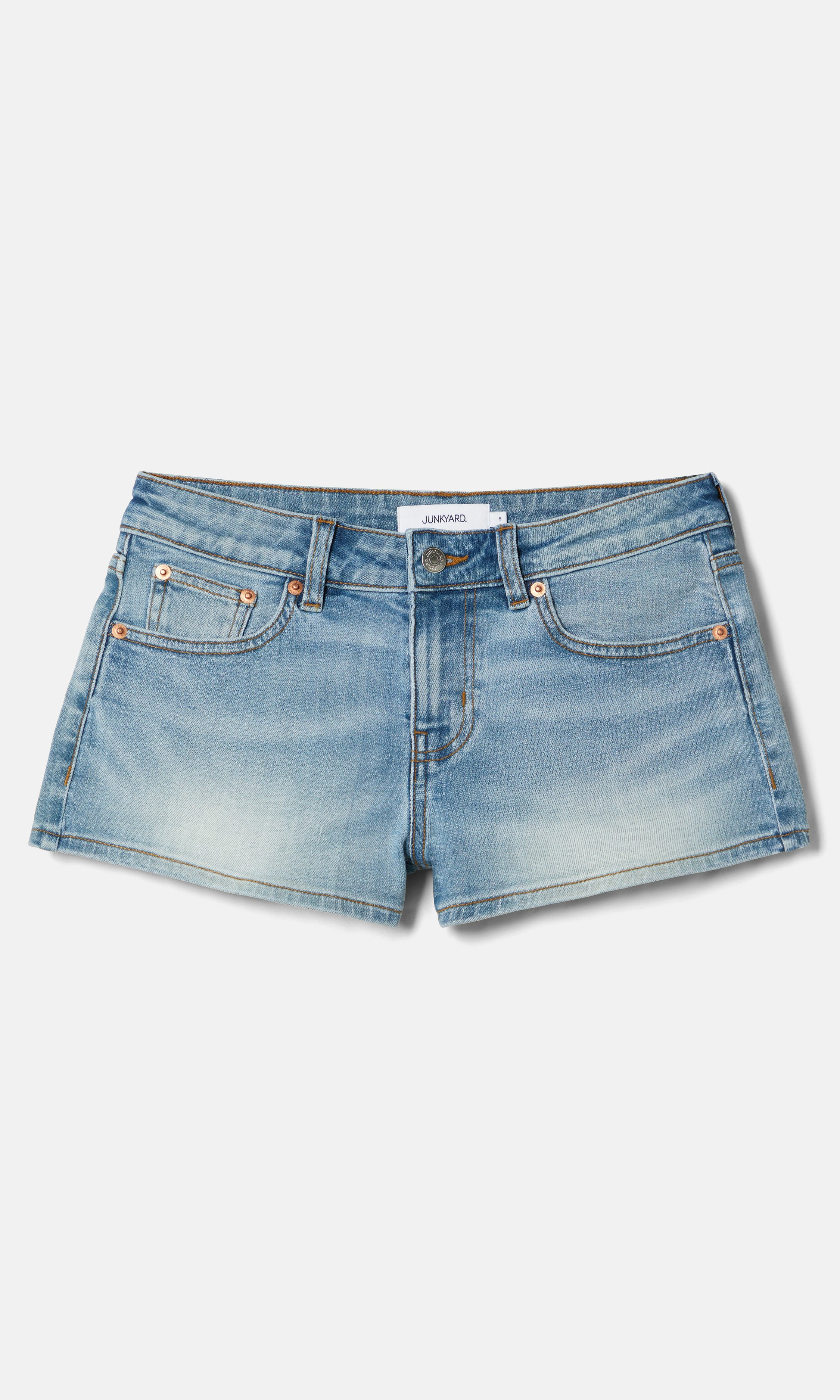 JUNKYARD Low Denim Shorts Mid blue | Women | Junkyard