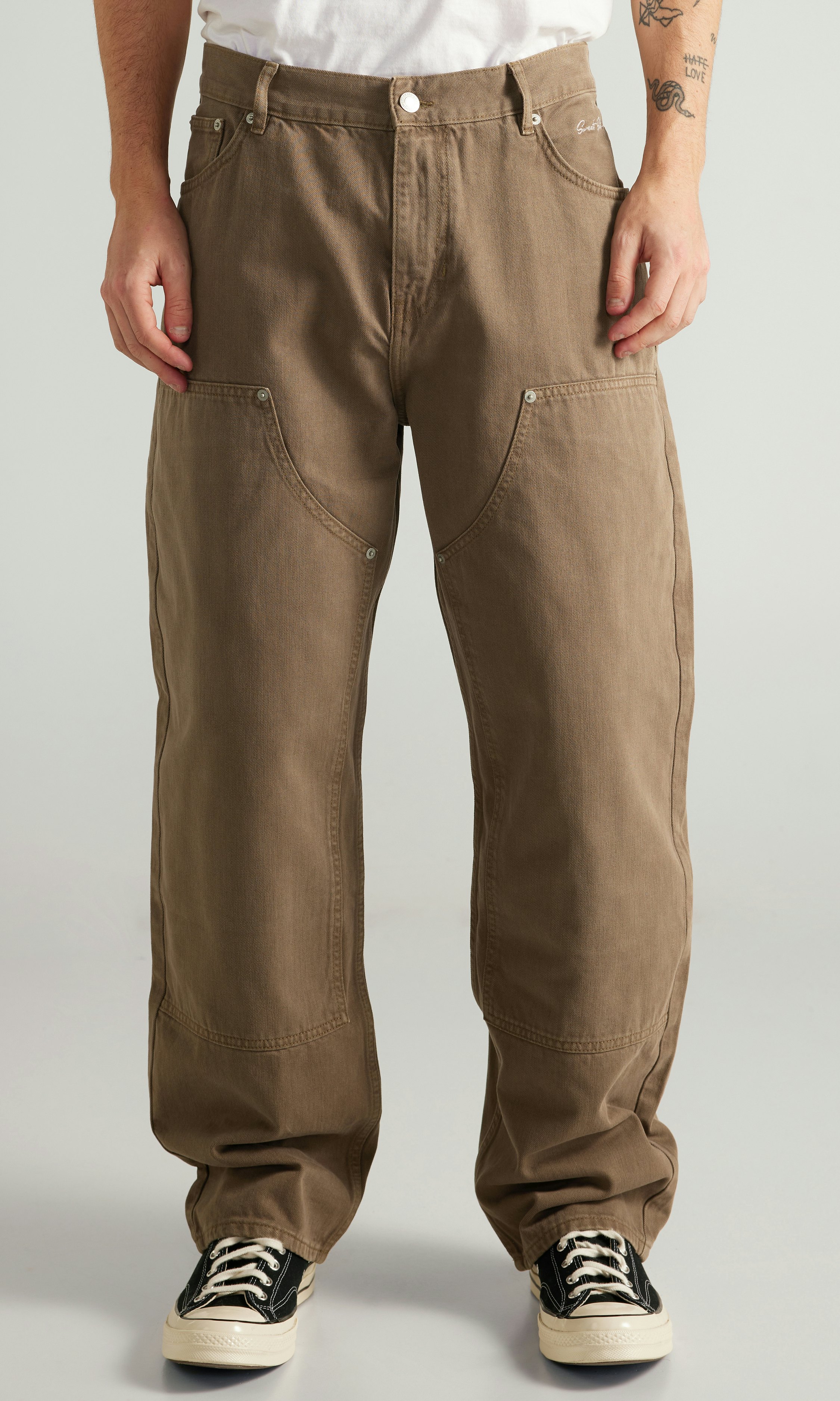 SWEET SKTBS Big Skate Double Knee Jeans Brown | Men | Junkyard