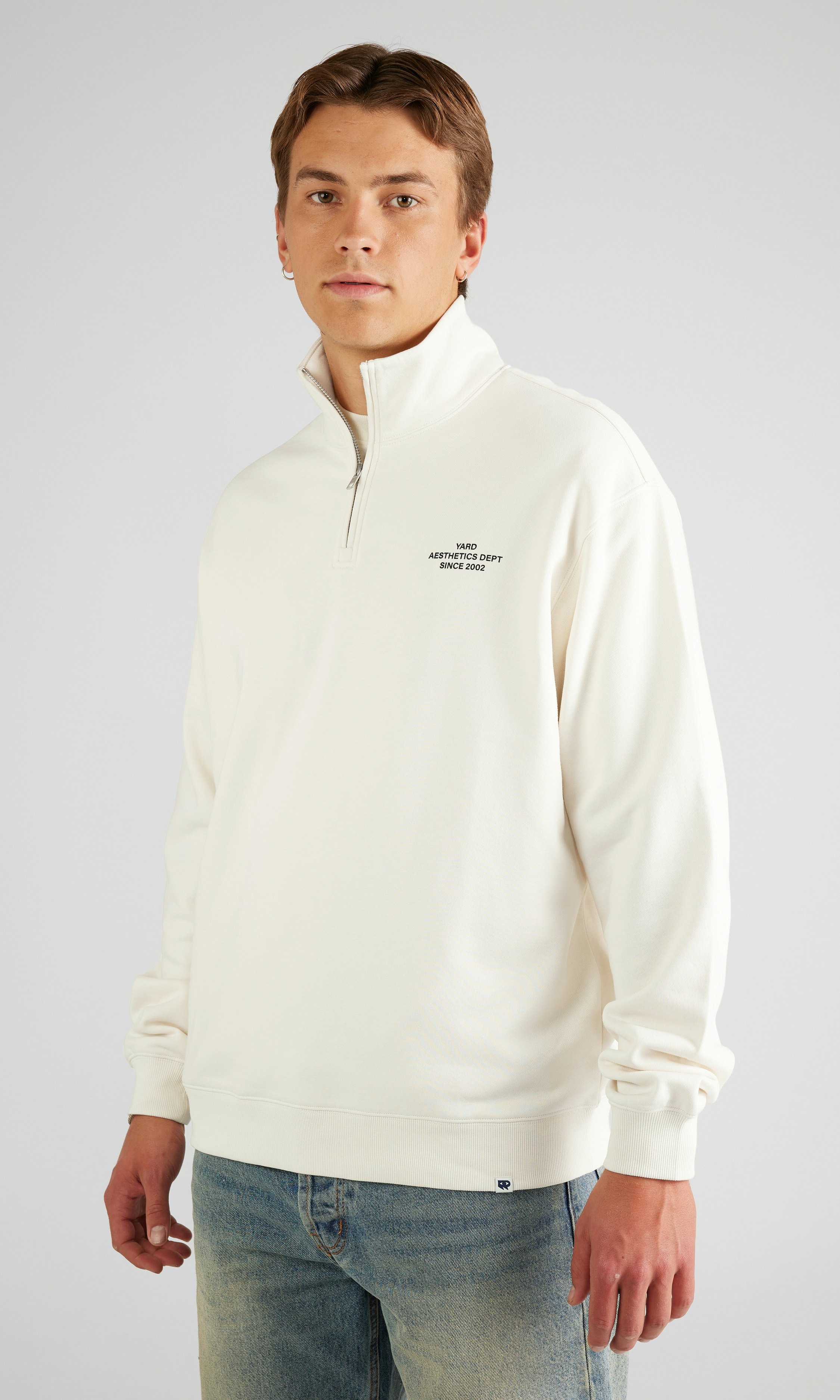 JUNKYARD College Half-Zip Sweater Off white | Men | Junkyard
